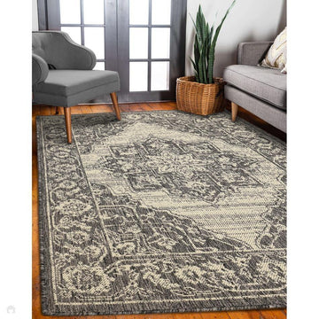 Flatweave Gel Medallion Steel Grey Rug-Melrose-Rug Love - The Most Loved Rug Store